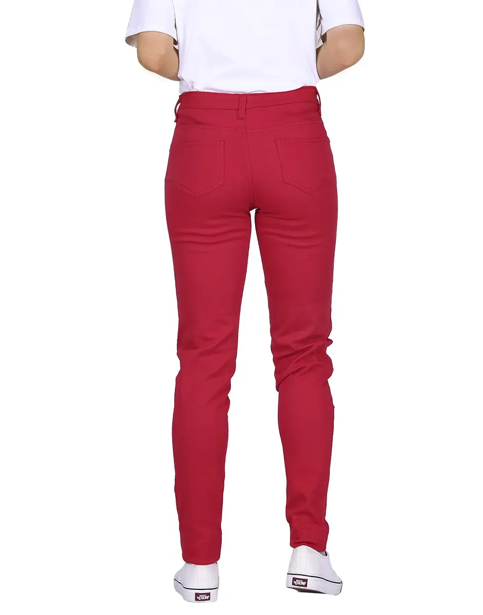 HDE Women's Mid-Rise Stretchy Denim Slim Fit Skinny Jeans (Red, Small) | Curvy Fit Comfort & Style - view 2