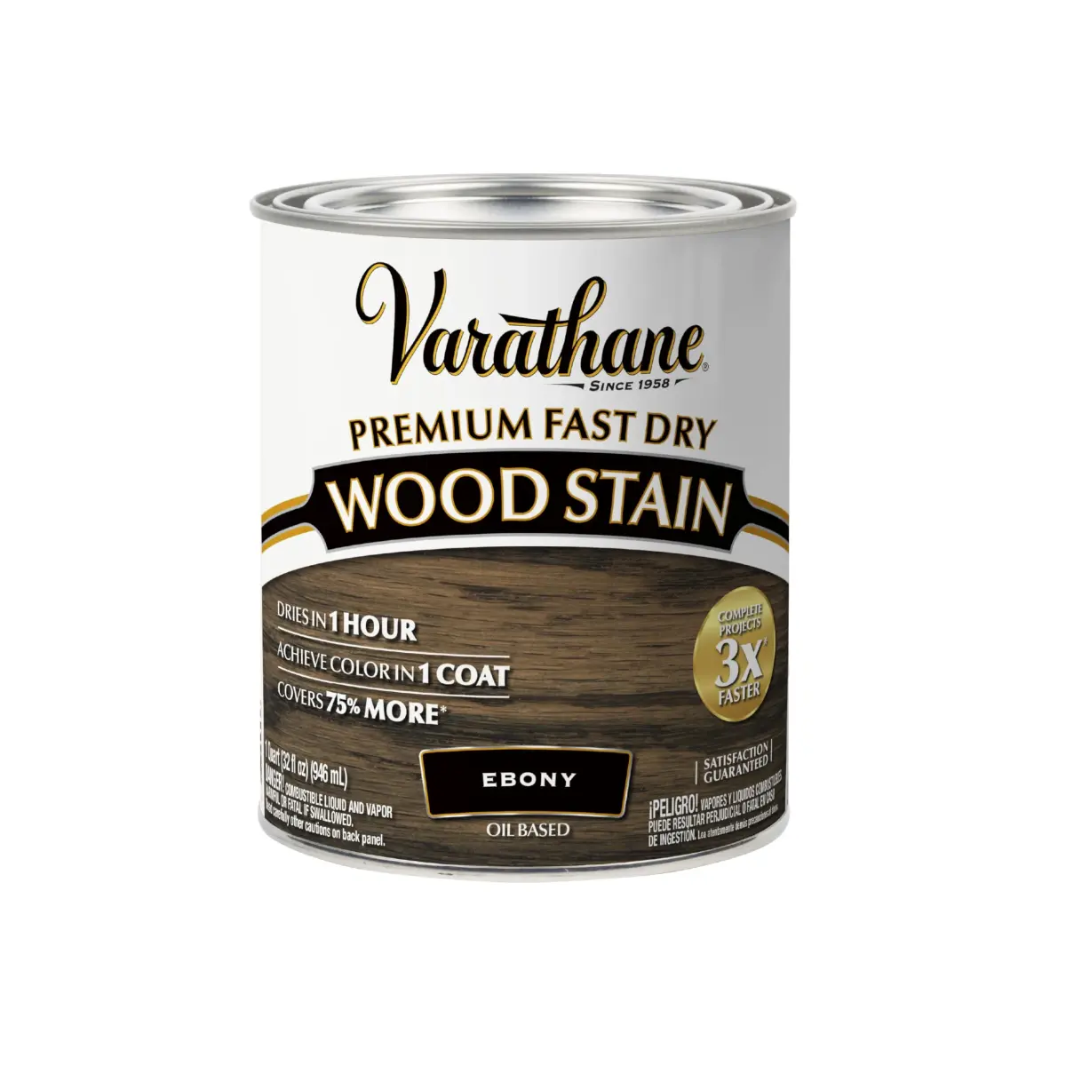 Varathane Premium Fast Dry Ebony Wood Stain 946ml (1 Quart) | One Coat Coverage, 1 Hour Dry Time - main product image