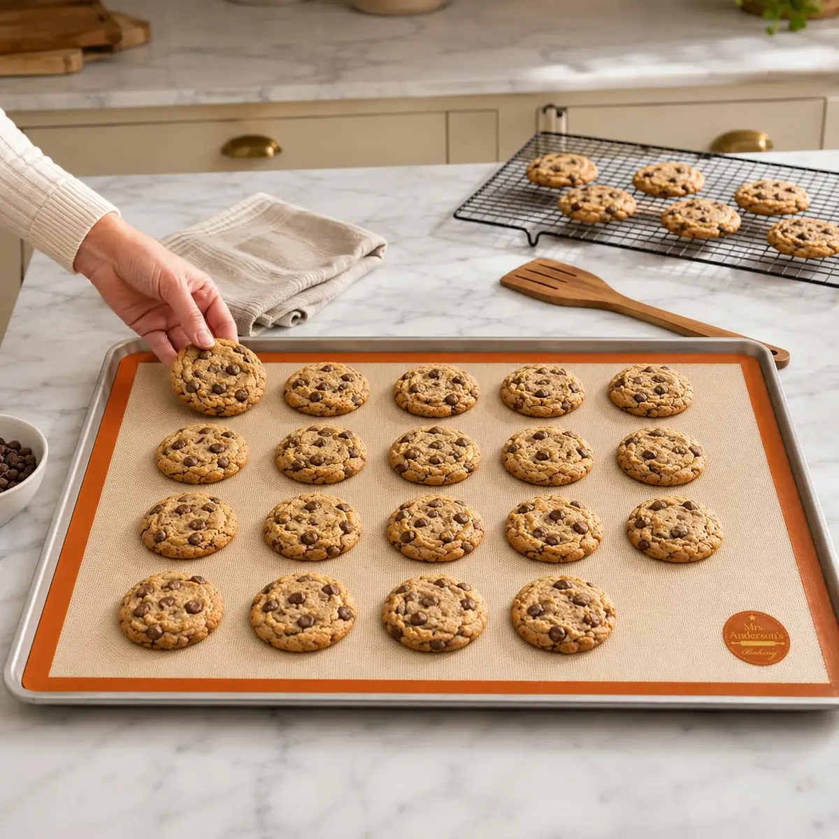 Mrs. Anderson's Baking Non-Stick Silicone Baking Mat - Reusable Oven Liner & Pastry Mat - For Breads, Cookies, Roasting & More - Baker’s Essentials - Heat-Resistant to 480°F - Full-Size Baking Mat - view 3