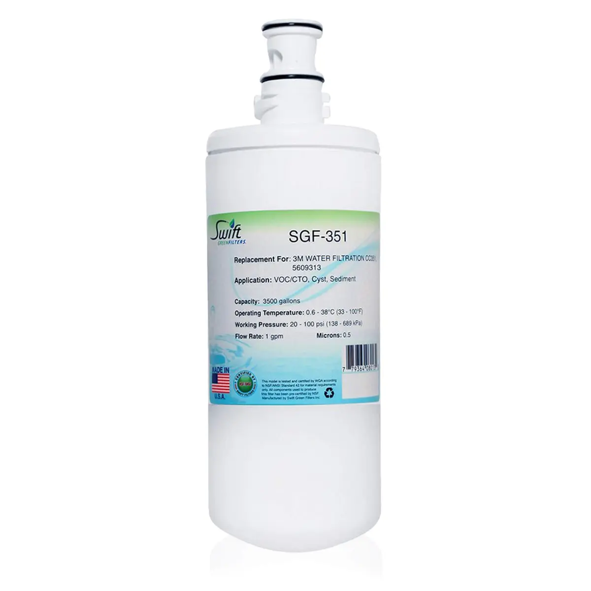 Swift Green Filters SGF-351 Water Filter for CC351 | Made in USA, 1 Pack, White - main product image