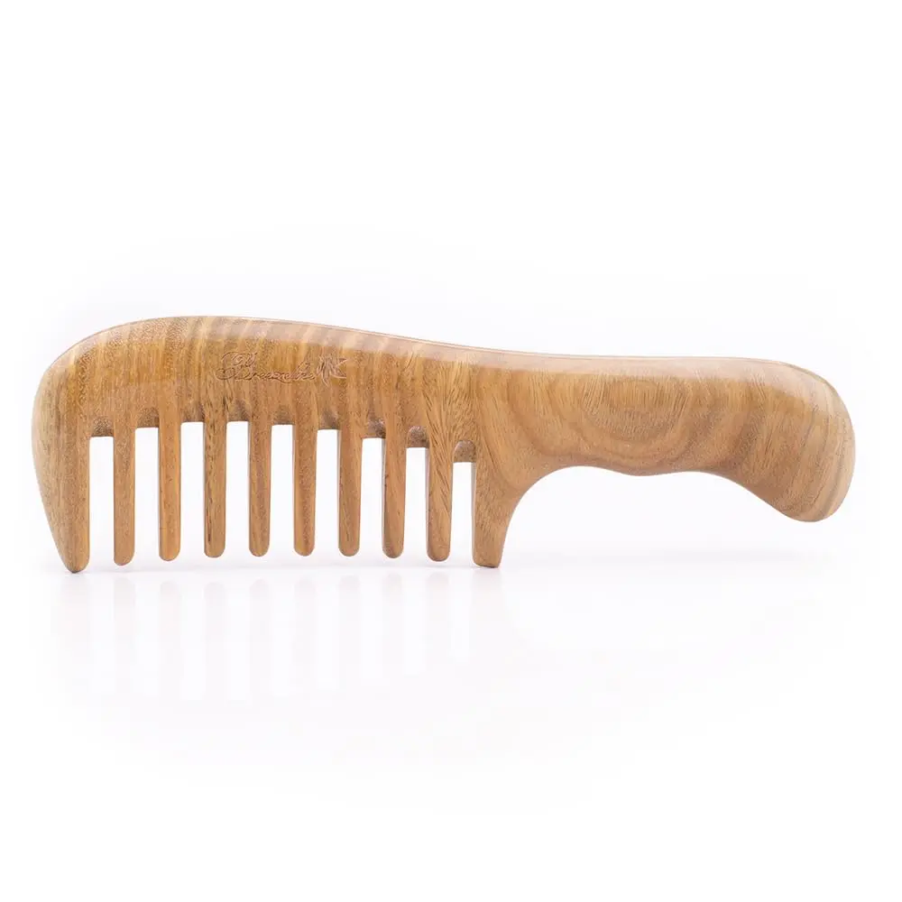 Breezelike Wooden Wide Tooth Hair Comb 7.1" | Detangling & Scalp Massage - view 2