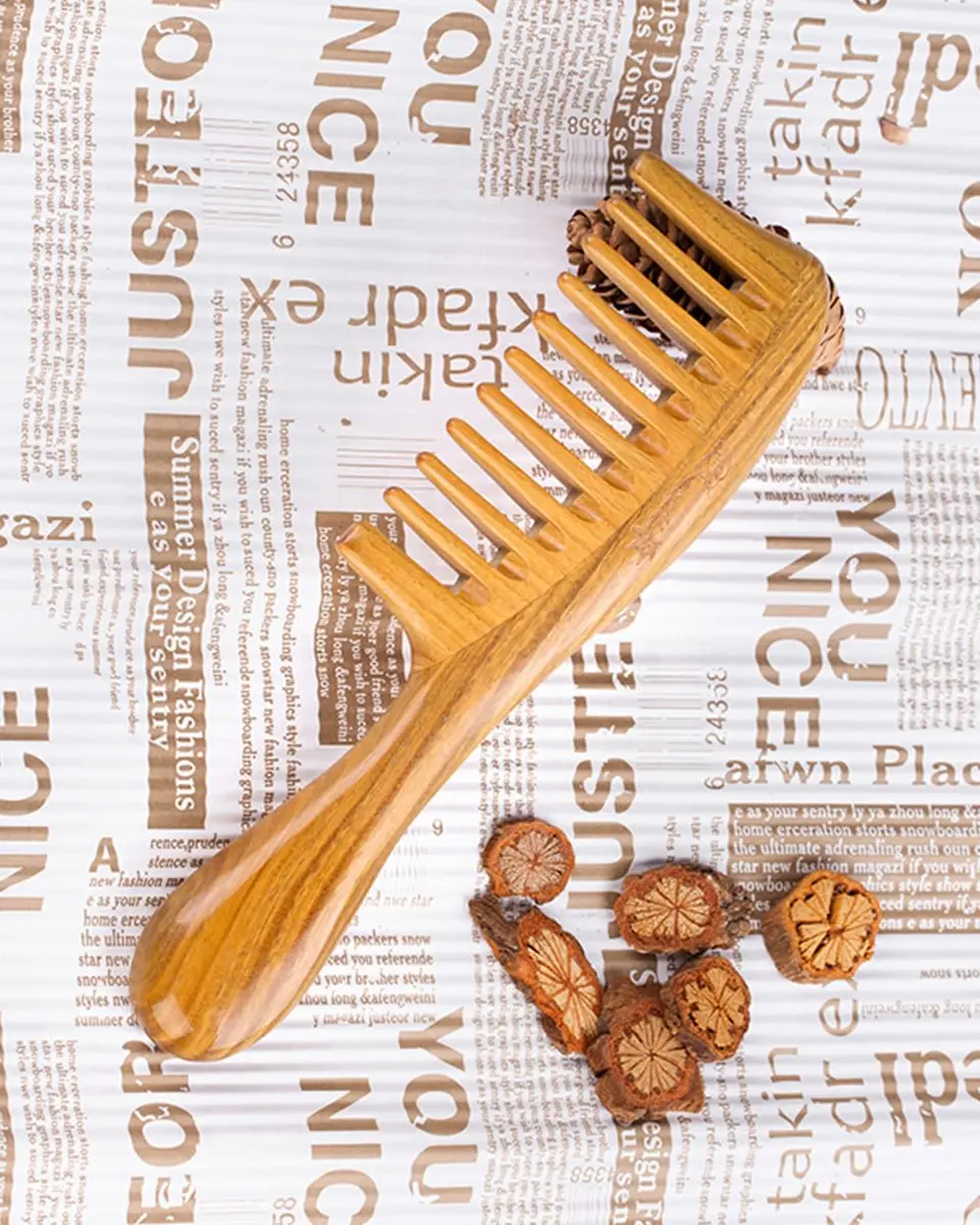 Breezelike Wide Tooth Hair Comb for Curly Hair | Wooden Detangling Comb with Natural Sandalwood (8") - view 6