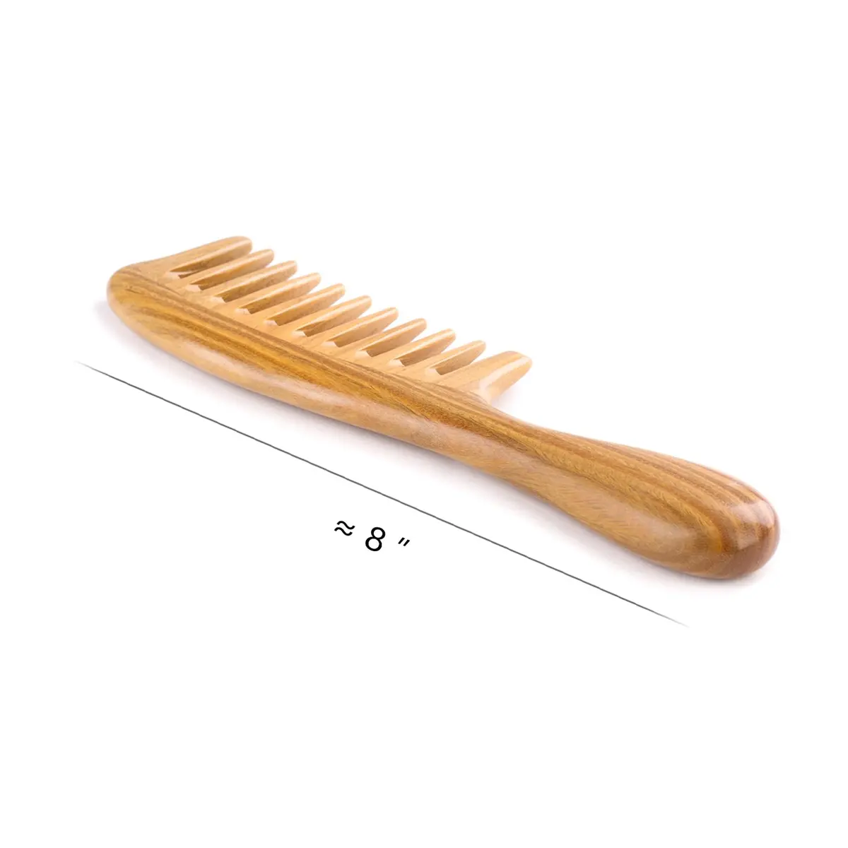 Breezelike Wide Tooth Hair Comb for Curly Hair | Wooden Detangling Comb with Natural Sandalwood (8") - view 2