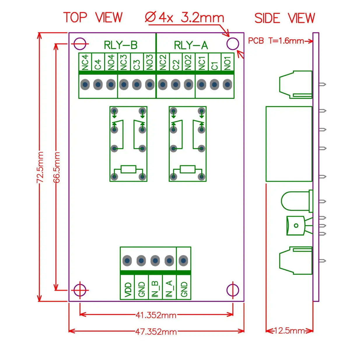 Electronics-Salon 2 DPDT Signal Relay Module Board DC 12V | For Arduino Raspberry-Pi 8051 PIC - view 5