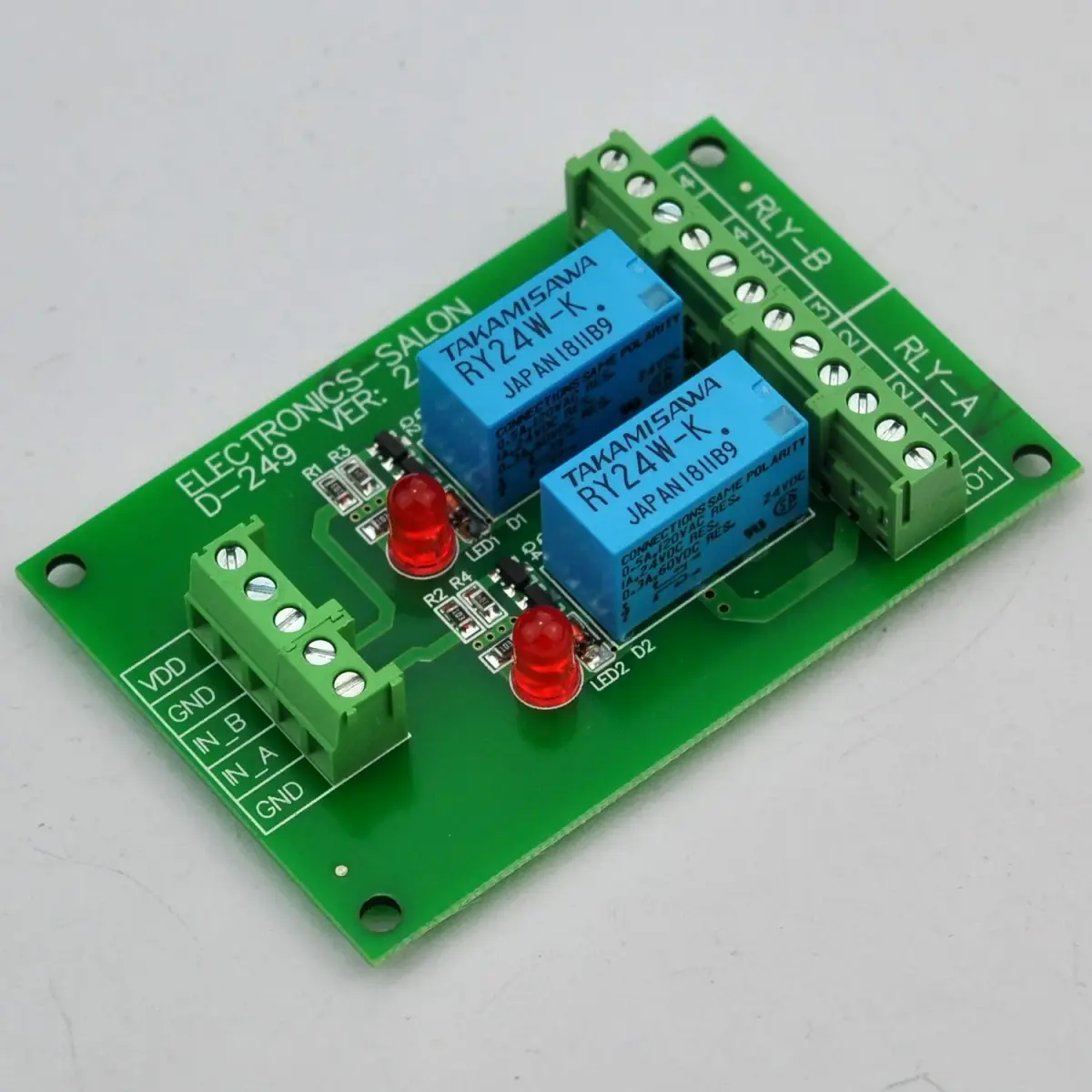 Electronics-Salon 2 DPDT Signal Relay Module Board DC 24V | for Arduino Raspberry-Pi - view 2