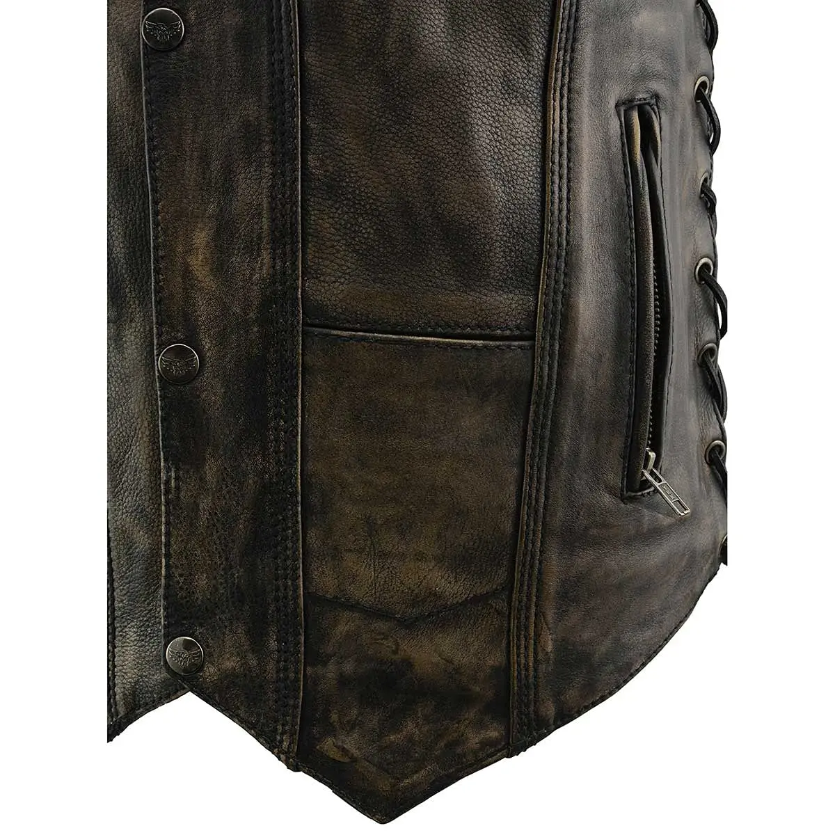 Milwaukee Leather MLM3540 Men's Distressed Brown 10 Pocket Motorcycle Leather Vest | Vintage Worn Look, 4X-Large - view 7