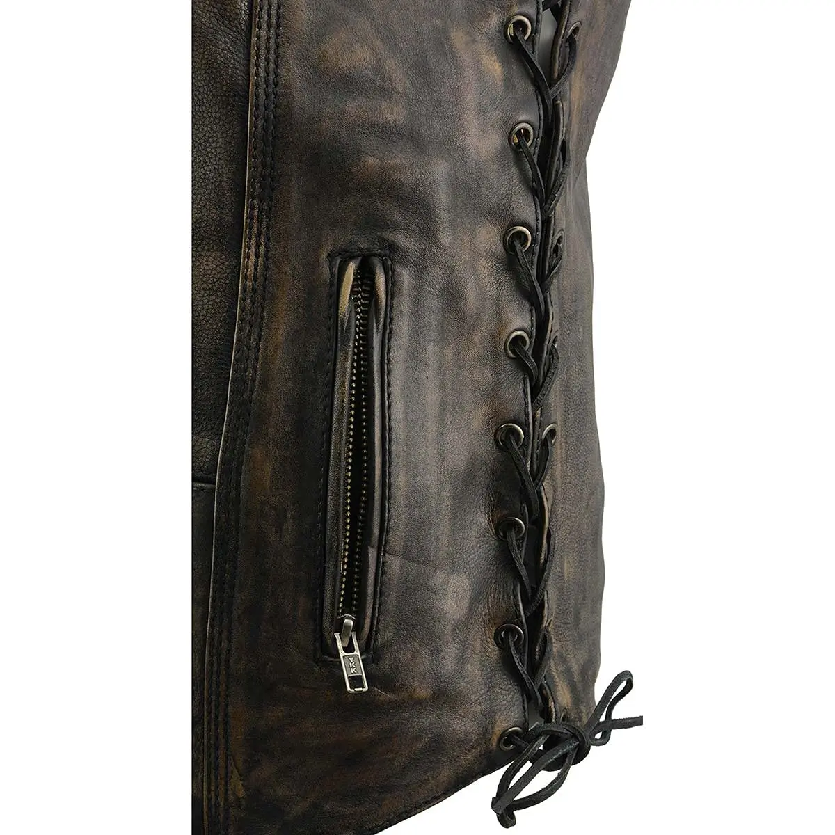 Milwaukee Leather MLM3540 Men's Distressed Brown 10 Pocket Motorcycle Leather Vest | Vintage Worn Look, 4X-Large - view 8