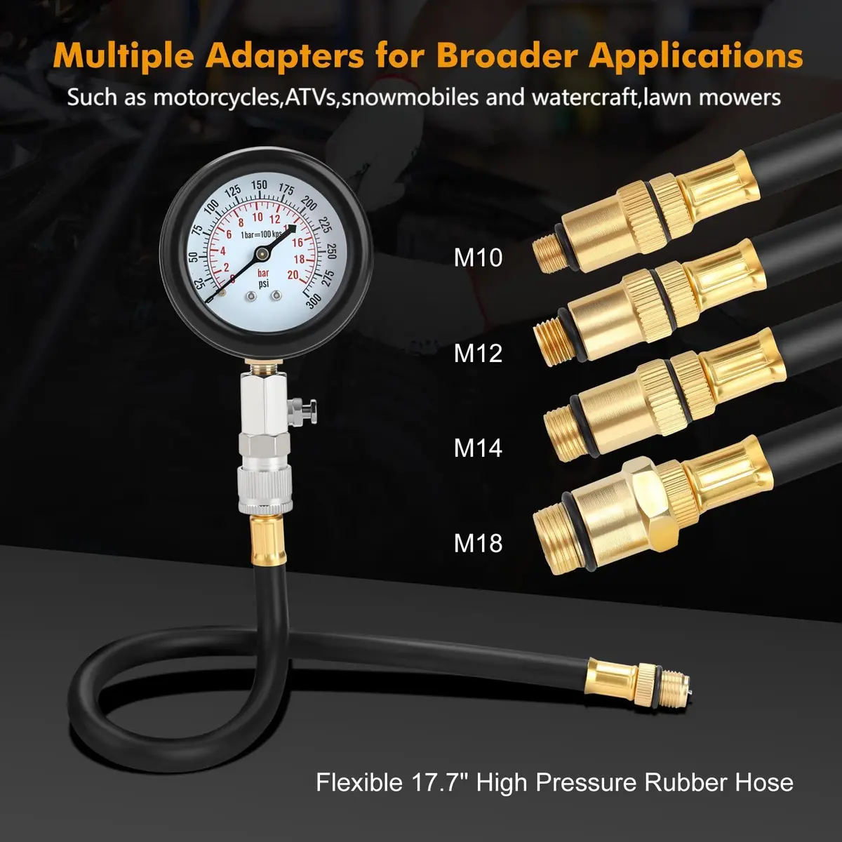 BETOOLL HW0130 Petrol Engine Cylinder Compression Tester Kit 8pcs | Accurate Diagnosis for Petrol Engines - view 5