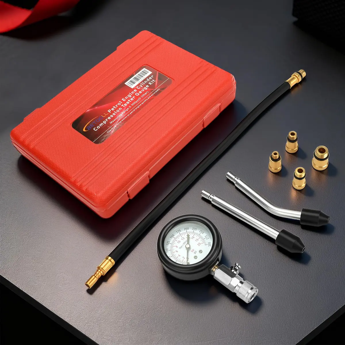 BETOOLL HW0130 Petrol Engine Cylinder Compression Tester Kit 8pcs | Accurate Diagnosis for Petrol Engines - view 7