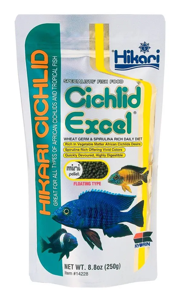 Hikari Cichlid Excel Floating Pellets Mini, 255 g (8.8 oz) - 3 Pack | Natural Color Enhancing Daily Diet for Herbivorous Cichlids & Tropical Fish - main product image
