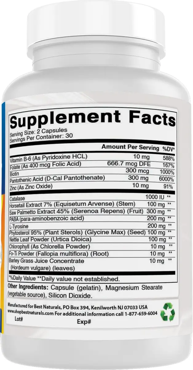 Best Naturals Anti Gray Hair Formula 60 Count (pack of 2) | Support Hair Color Restoration - view 6