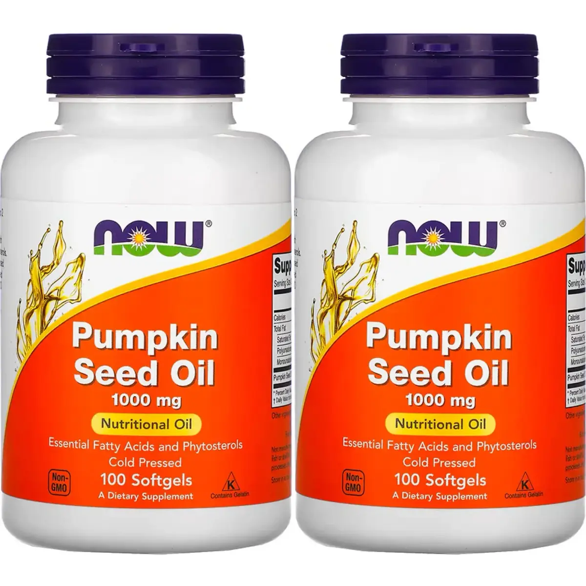 NOW Foods Pumpkin Seed Oil 1000mg Soft-gels, 200 Count (100X2 Pack) | Cold-Pressed Essential Fatty Acids - main product image