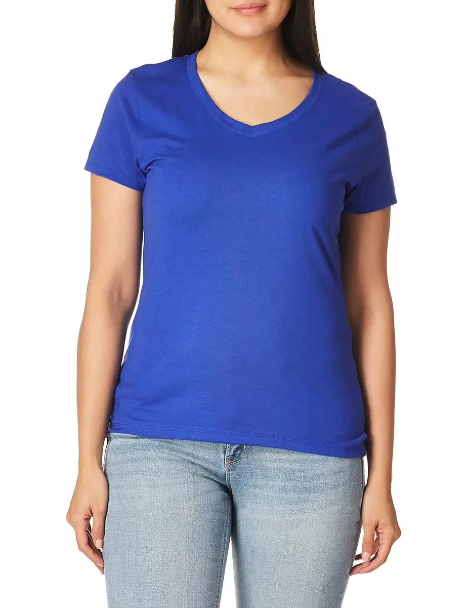 Hanes Women's X-Temp V-Neck Tee, Deep Royal, XX-Large | Dynamic Moisture Control for Comfort - view 5
