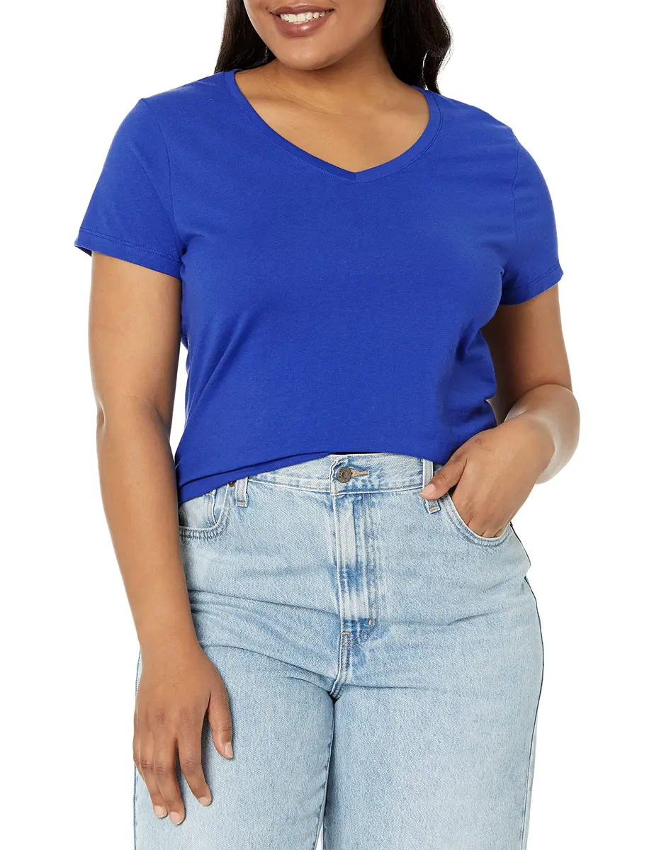 Hanes Women's X-Temp V-Neck Tee, Deep Royal, XX-Large | Dynamic Moisture Control for Comfort - main product image