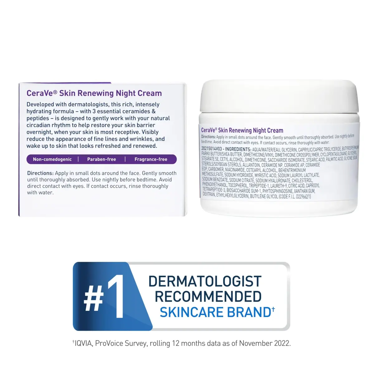 CeraVe Skin Renewing Night Cream Peptide Complex Hyaluronic Acid Ceramide Moisturizer for Face 1.7 Ounce - view 5