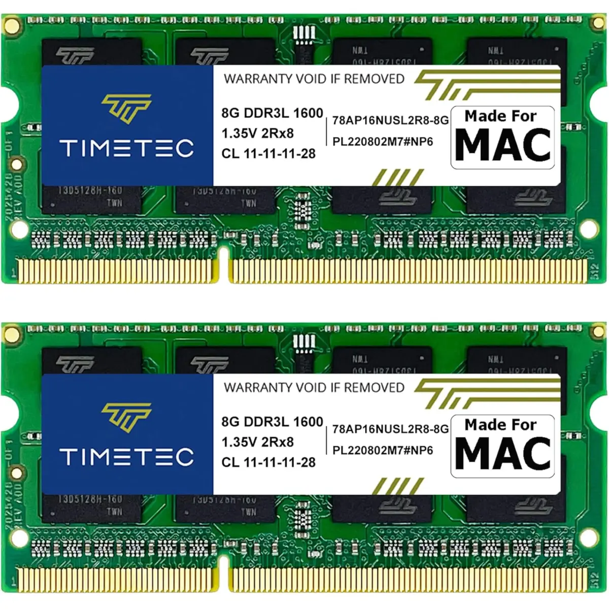 Timetec 16GB KIT(2x8GB) DDR3L 1600MHz SODIMM RAM for Apple Mac | 16 GB (2 x 8 GB) - main product image