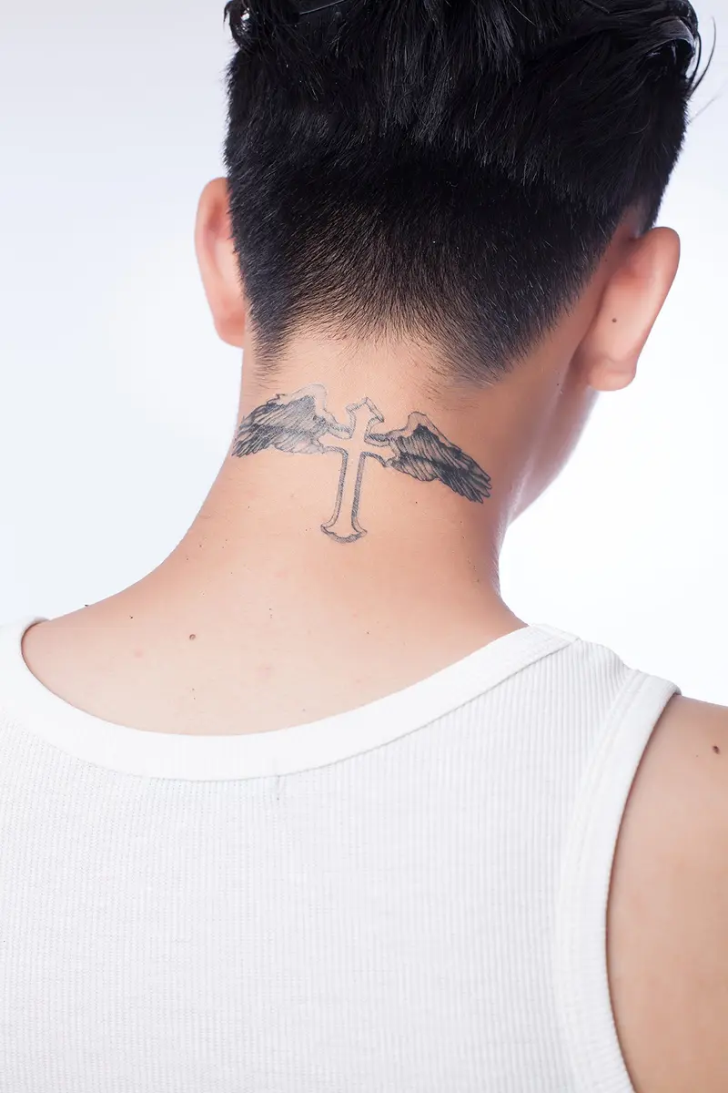 Yeeech Temporary Tattoos for Men Waterproof Long Lasting Neck Design Cross Blessed Wings America Tribal Religious (4 Sheets) | Water-Resistant & Durable - view 3