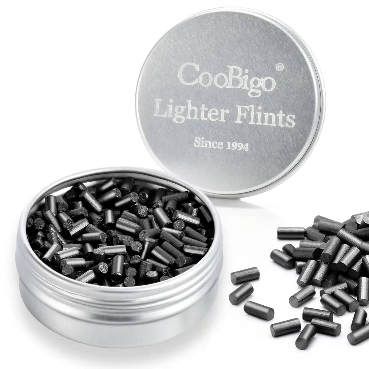CooBigo Ferrocerium Lighter Flint Stones 2.2mm x 5.1mm (480pcs, 60g) | Universal Replacement for Petrol & Gas Lighters - main product image
