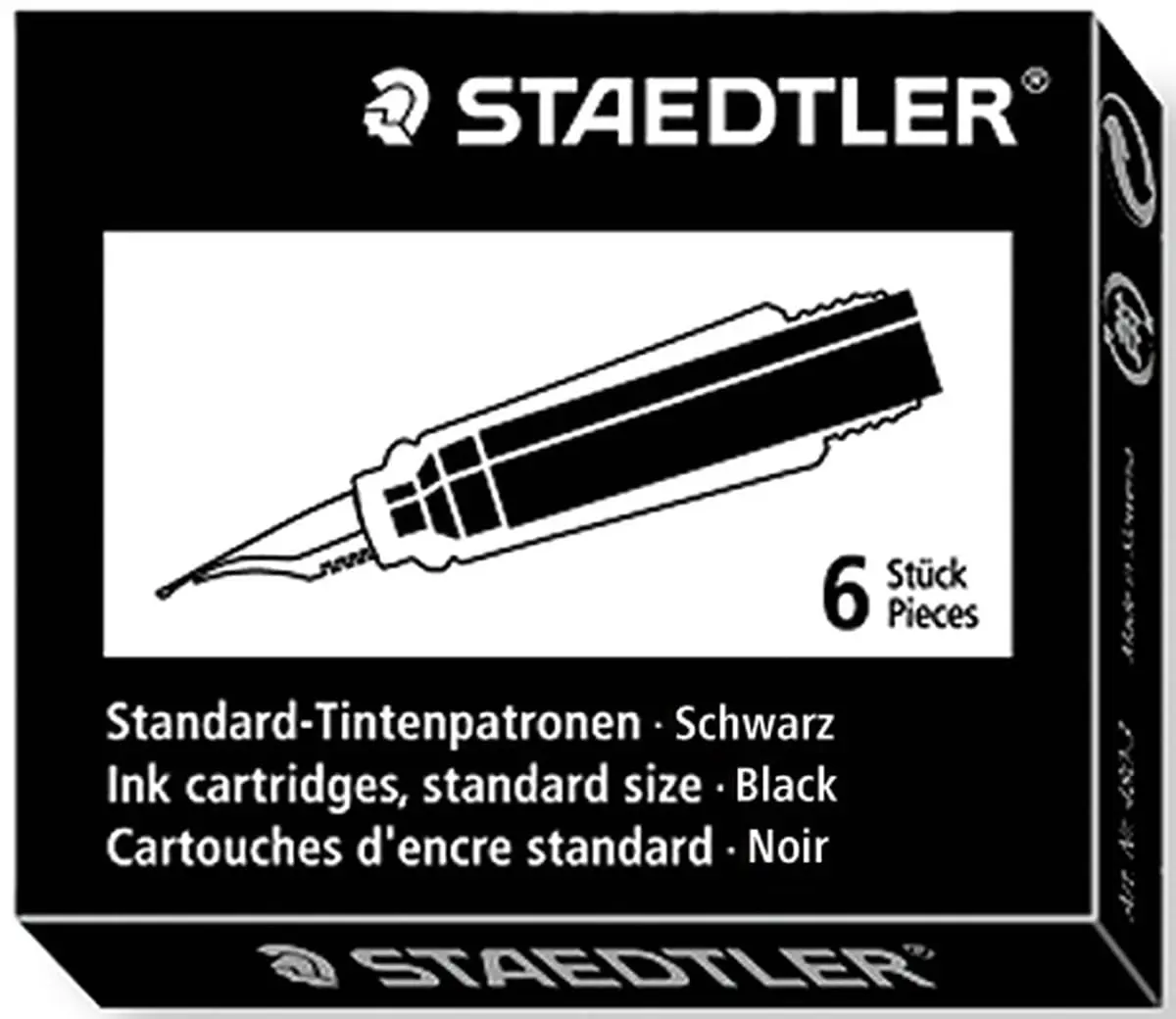 STAEDTLER Cartridge Ink Refill Pack of 6 | Black Ink for Pens & Refills - main product image