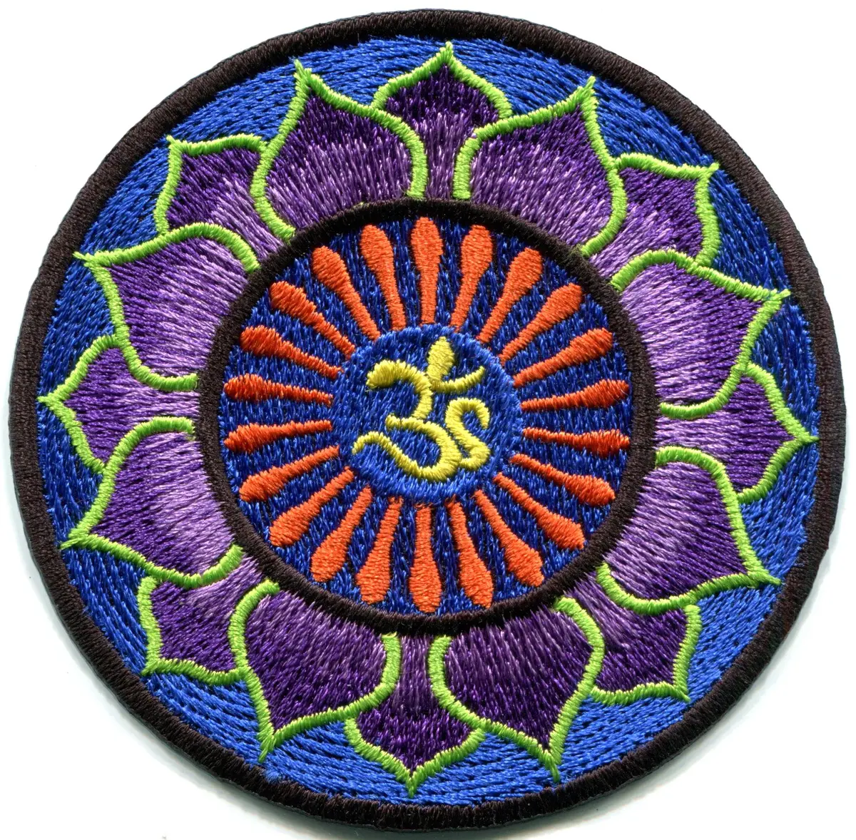 TKPatch Hindu Aum Om Lotus Embroidered Iron-on Patch 7.95 cm (3.13 in) | Authentic Indian Yoga Symbol - main product image