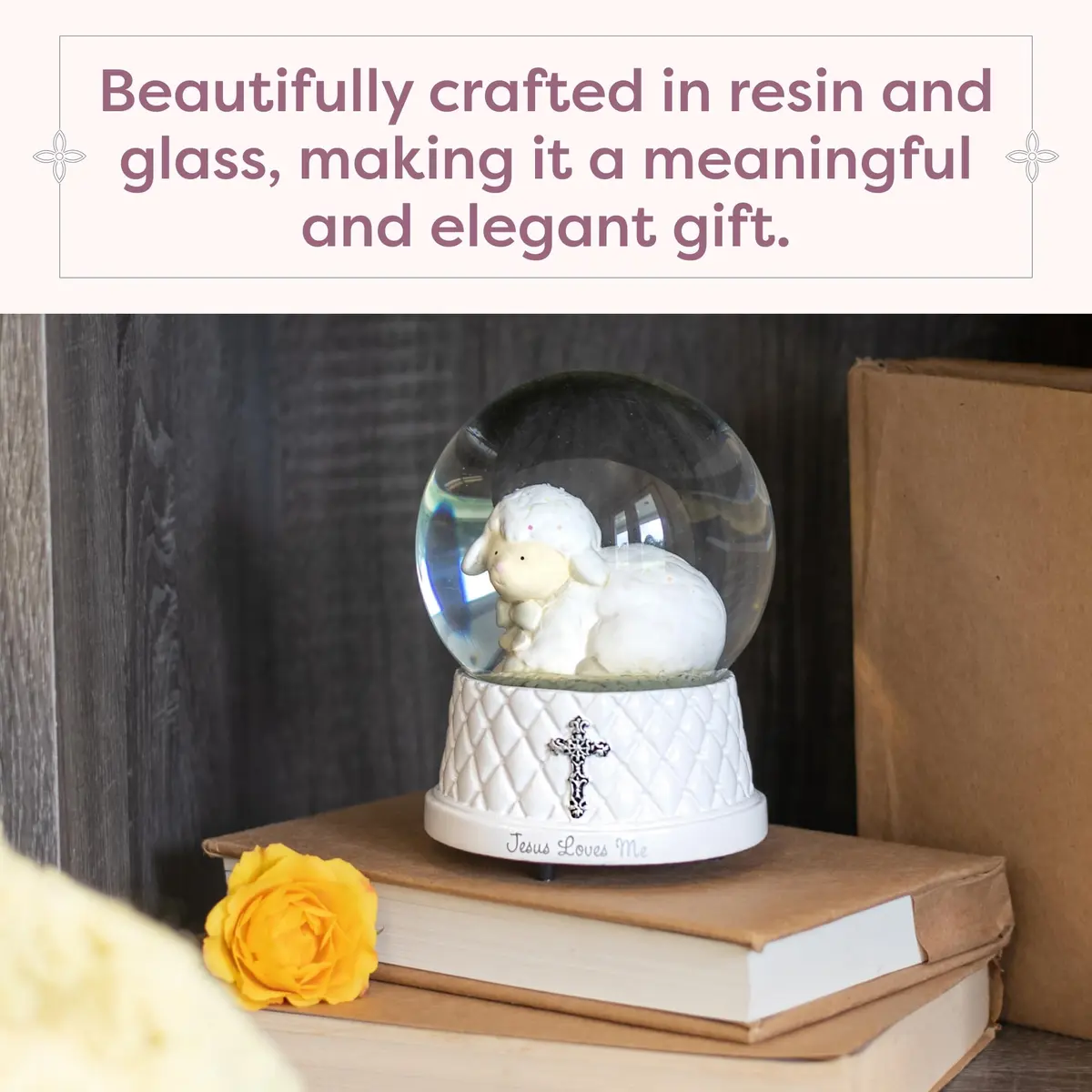 DEMDACO Jesus Loves Me Musical Water Globe, Lamb, Resin and Stone | Heartwarming Religious Decor (70-120 chars) - view 5