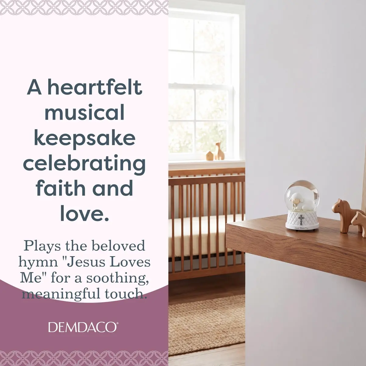DEMDACO Jesus Loves Me Musical Water Globe, Lamb, Resin and Stone | Heartwarming Religious Decor (70-120 chars) - view 2