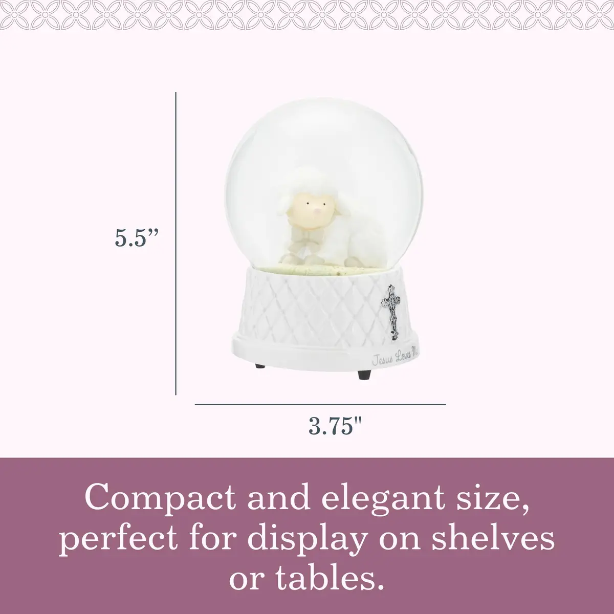 DEMDACO Jesus Loves Me Musical Water Globe, Lamb, Resin and Stone | Heartwarming Religious Decor (70-120 chars) - view 3