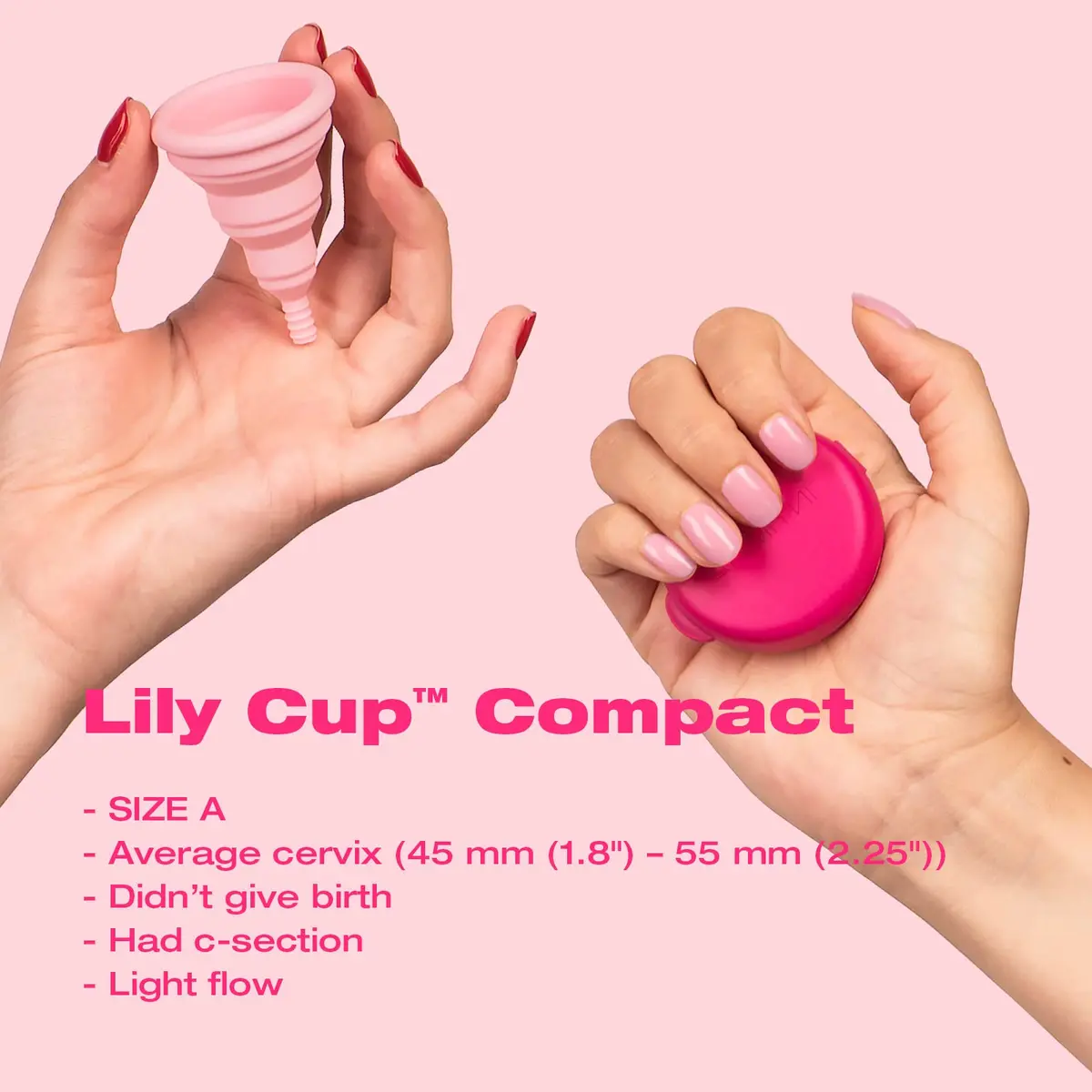 INTIMINA Lily Cup Compact Size A Menstrual Cup | Reusable, Flat-Fold, Pink - view 3