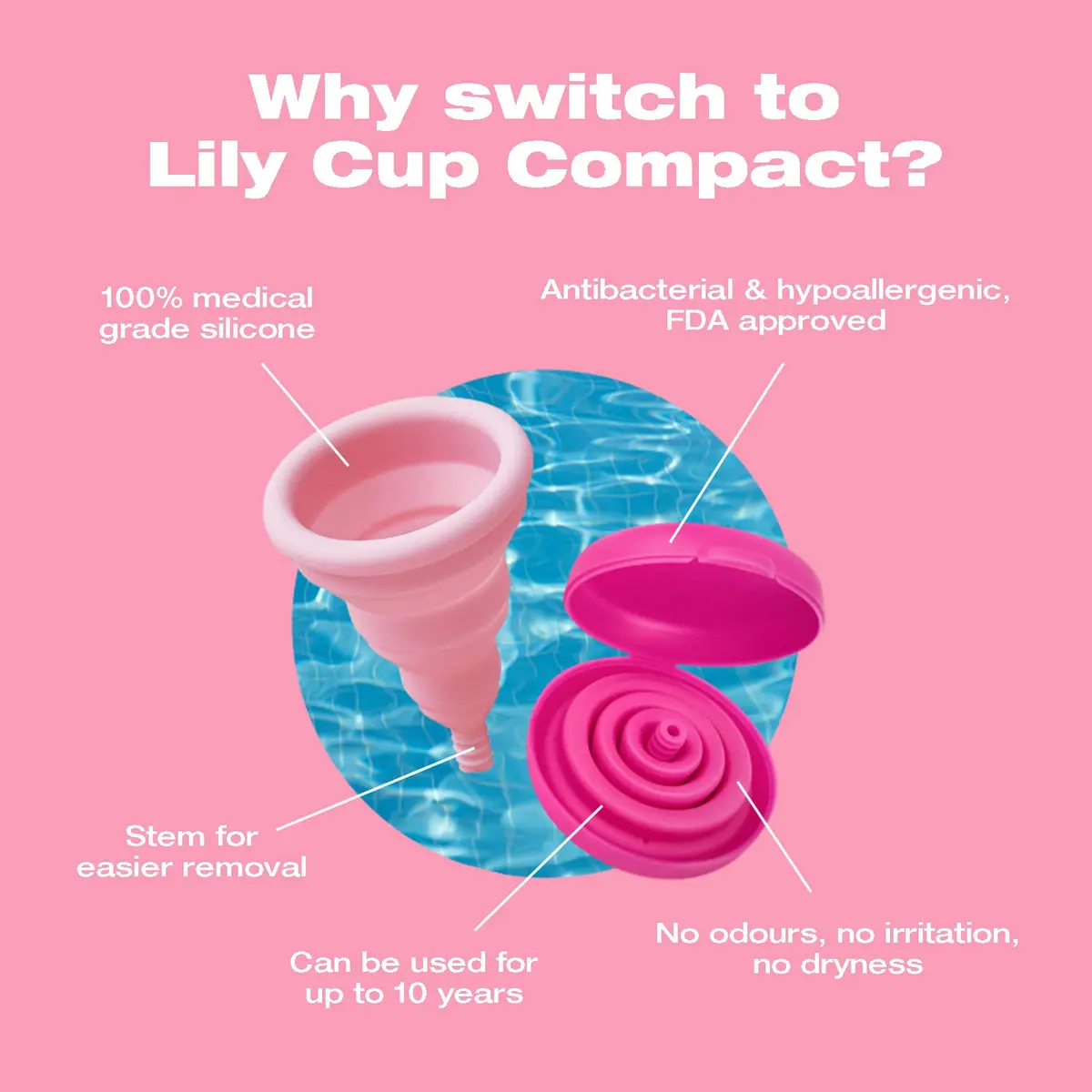 INTIMINA Lily Cup Compact Size A Menstrual Cup | Reusable, Flat-Fold, Pink - view 4