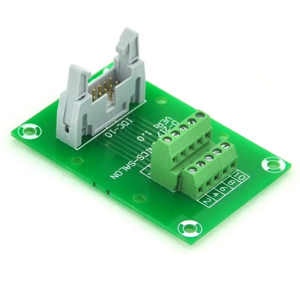 Electronics-Salon IDC10 2x5Pin Flat Ribbon Cable Breakout Board Module 2.54mm Pitch | 10-Pin FRC Connector with Terminal Block - view 2