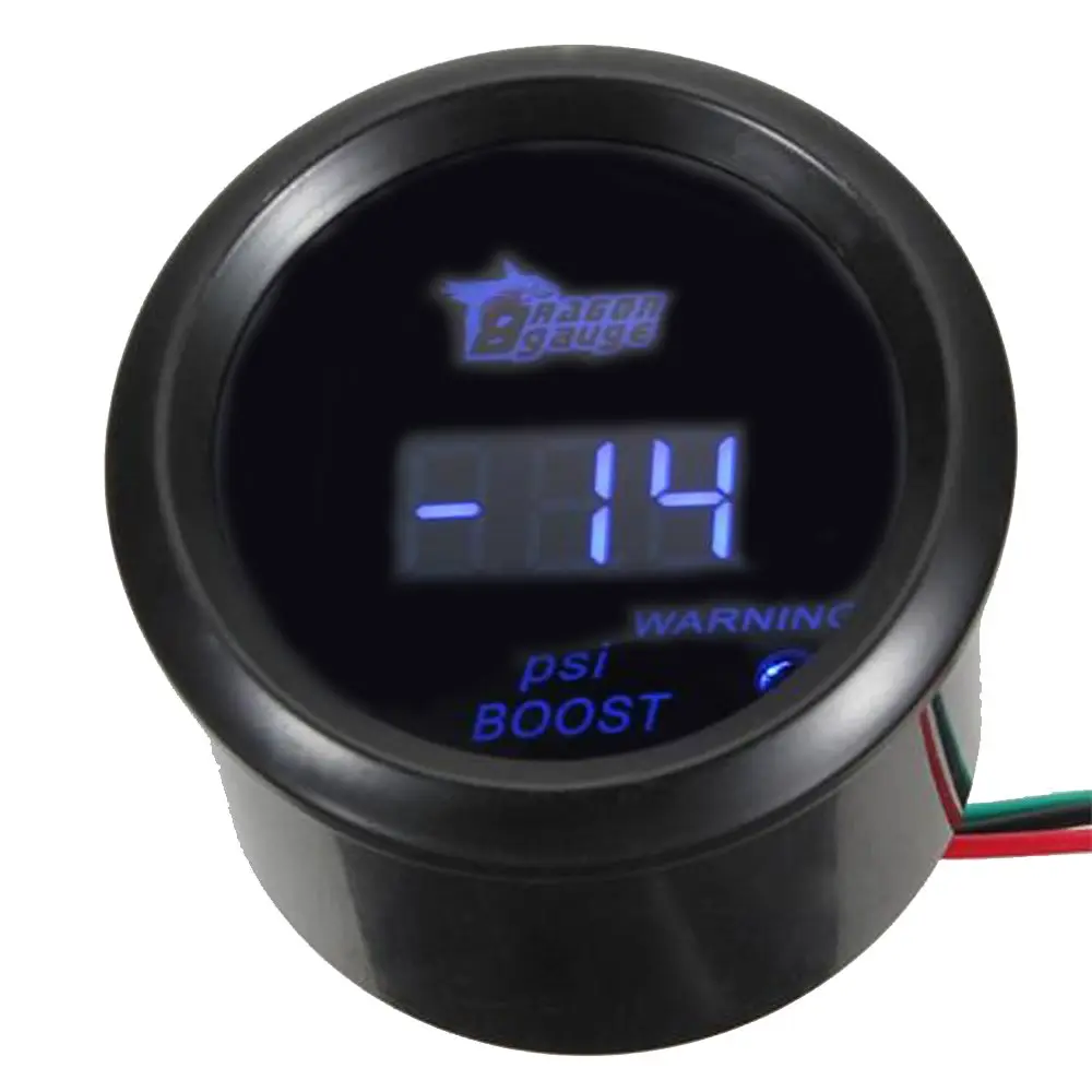 ESUPPORT 52mm Digital Turbo Boost Gauge PSI Blue LED Meter Kit | 14-29 PSI Turbo Boost Gauge - main product image