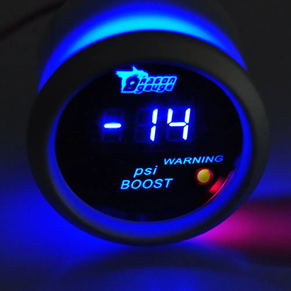 ESUPPORT 52mm Digital Turbo Boost Gauge PSI Blue LED Meter Kit | 14-29 PSI Turbo Boost Gauge - view 3
