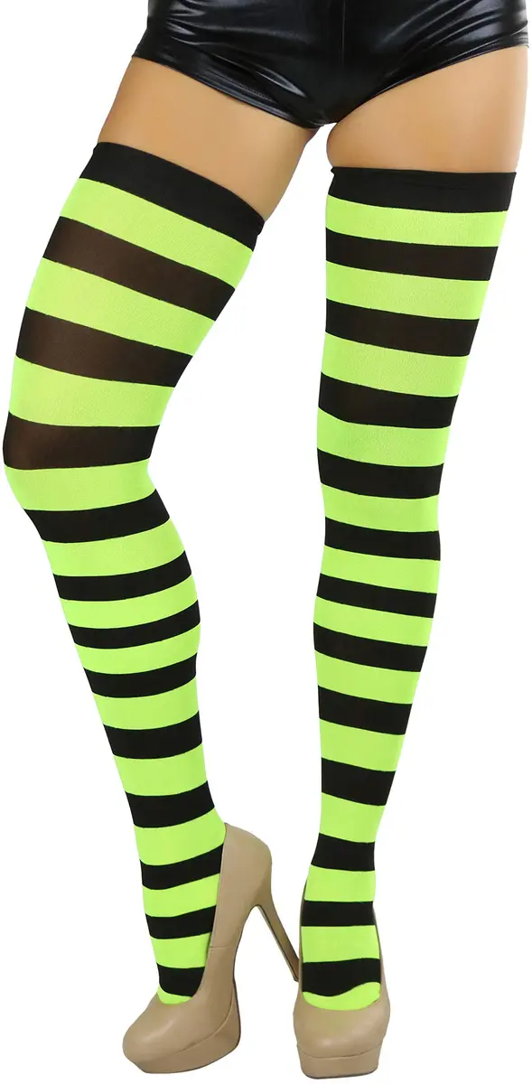 ToBeInStyle Women's Striped Thigh High Stockings | Vibrant Wide Lines, One Size - view 5