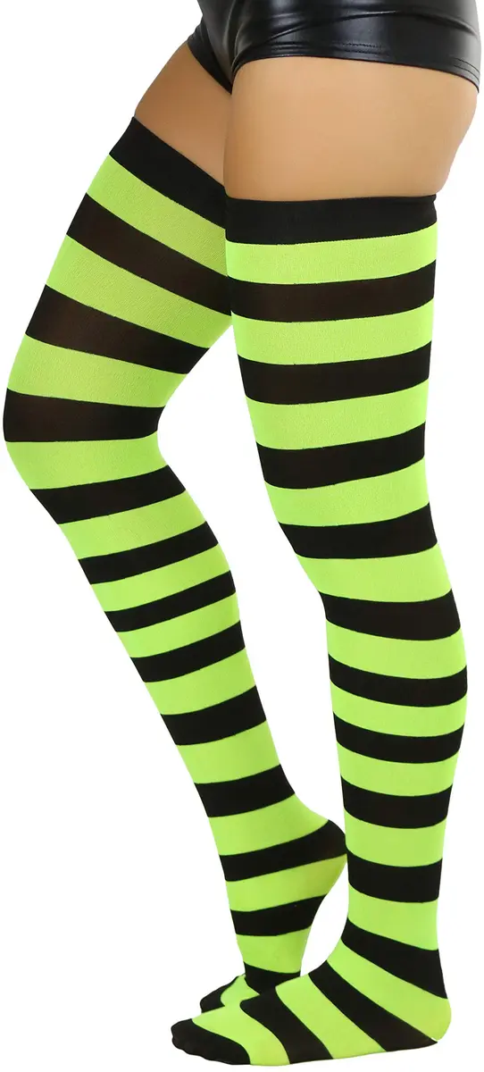 ToBeInStyle Women's Striped Thigh High Stockings | Vibrant Wide Lines, One Size - view 6