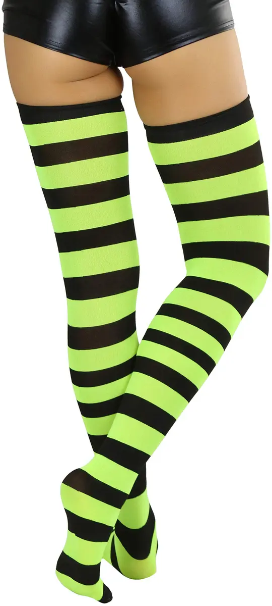 ToBeInStyle Women's Striped Thigh High Stockings | Vibrant Wide Lines, One Size - view 2