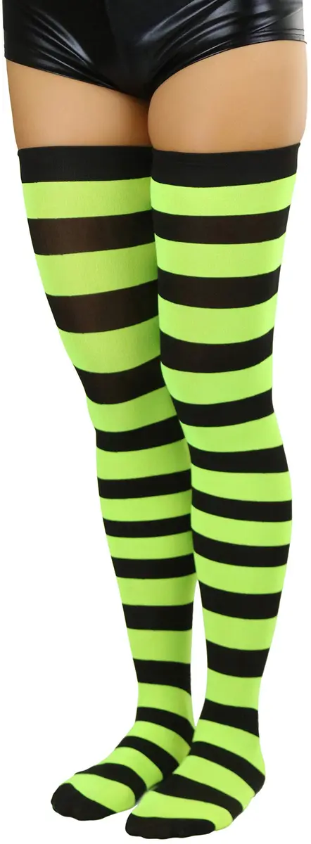 ToBeInStyle Women's Striped Thigh High Stockings | Vibrant Wide Lines, One Size - view 3