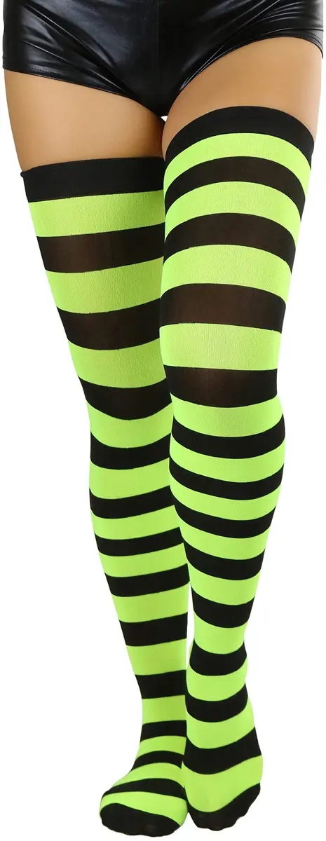 ToBeInStyle Women's Striped Thigh High Stockings | Vibrant Wide Lines, One Size - view 4