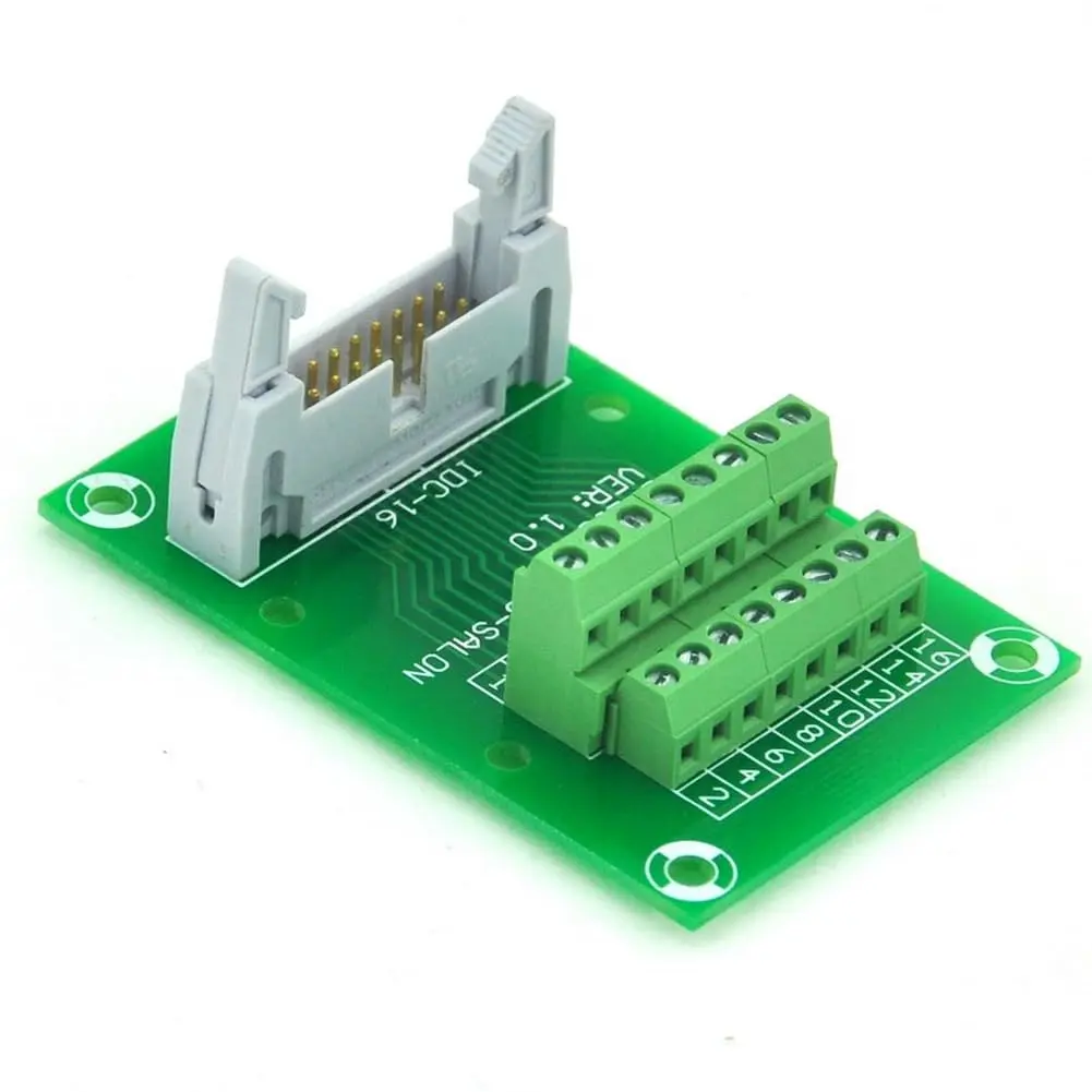 Electronics-Salon IDC16 2x8Pin Flat Ribbon Cable Breakout Board Module 2.54mm Pitch | 16-Pin IDC Connector with Terminal Block - view 2