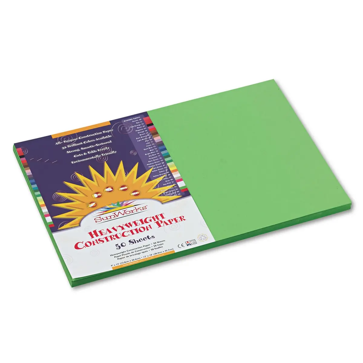 Prang Bright Green Construction Paper 12" x 18" 50 Sheets | Heavyweight Art Paper for Crafts - view 4