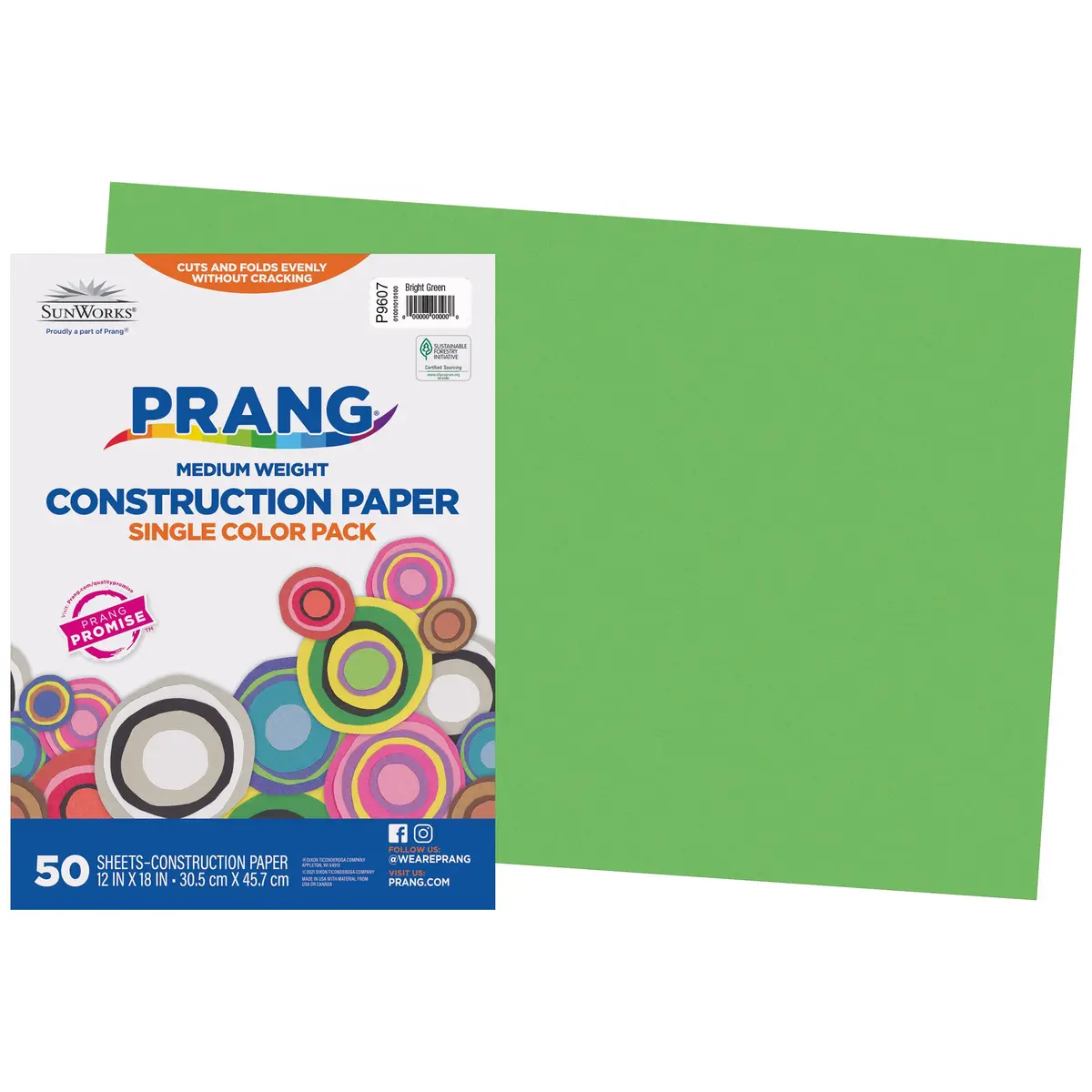 Prang Bright Green Construction Paper 12" x 18" 50 Sheets | Heavyweight Art Paper for Crafts - main product image