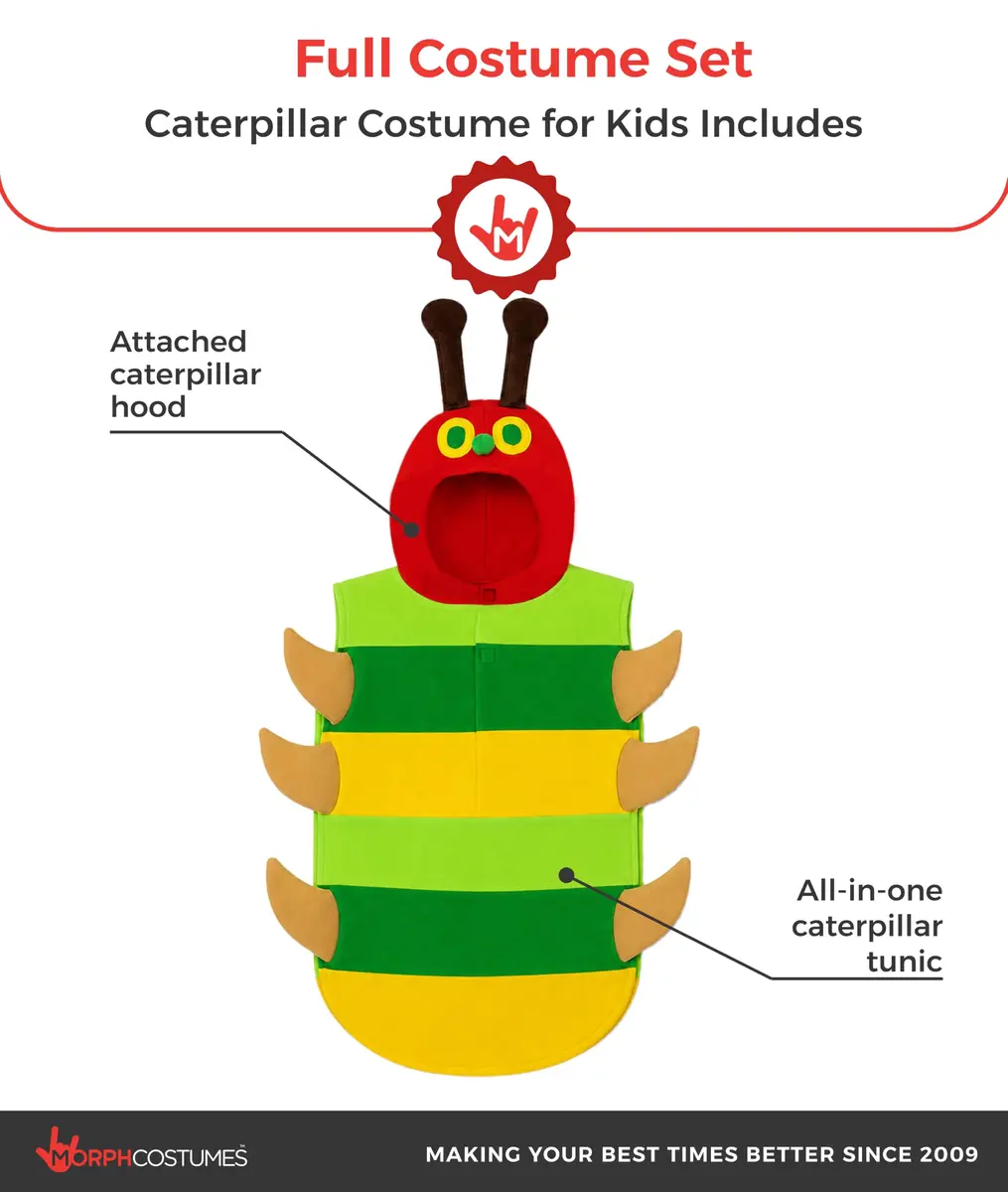 fun shack Caterpillar Costume Kids, Boys, Small | Colorful Book Character Dress-up for 3-4 Years - view 2