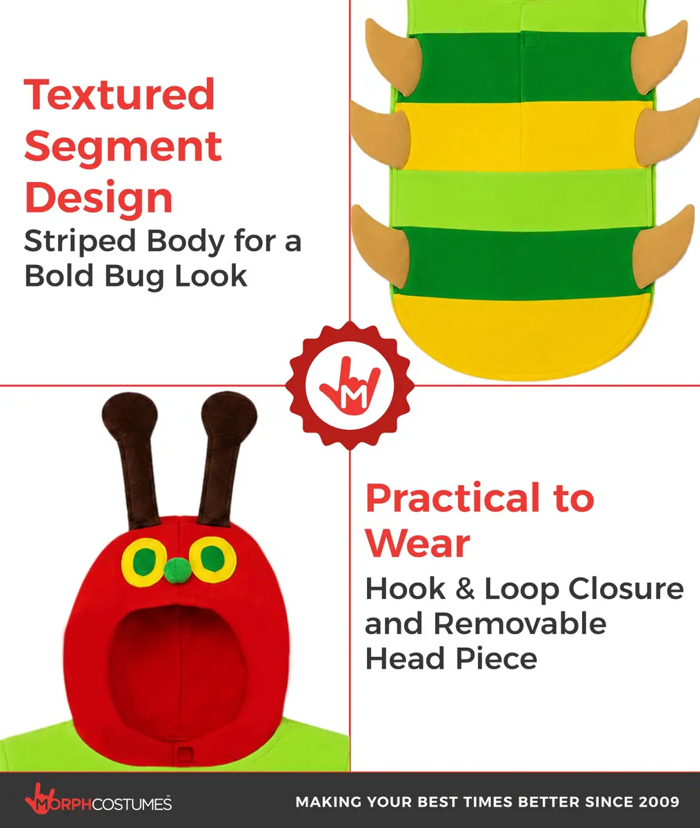 fun shack Caterpillar Costume Kids, Boys, Small | Colorful Book Character Dress-up for 3-4 Years - view 3