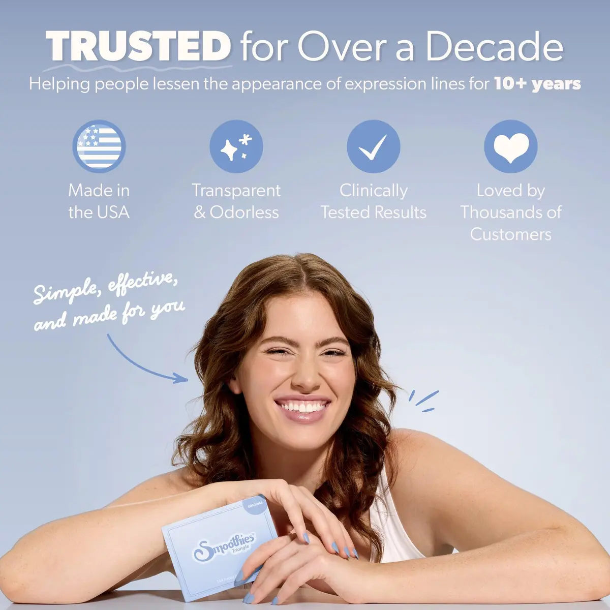 Smoothies Triangle Wrinkle Patches for Face Overnight | Firm & Smoother Skin, Made in the USA - view 3