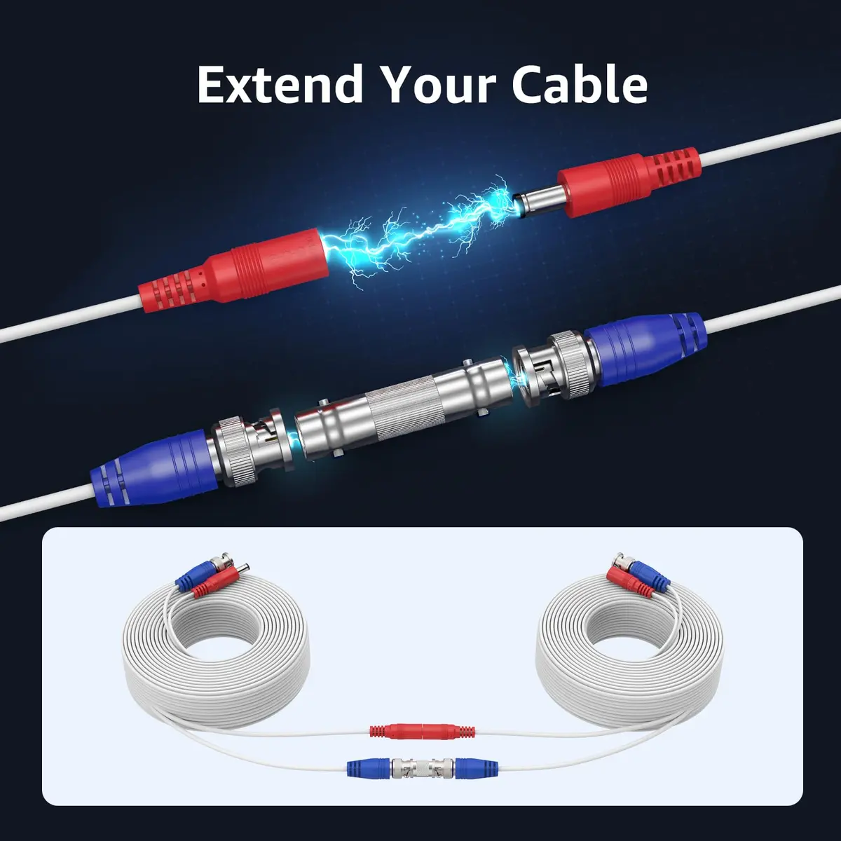 ANNKE 30M/100ft BNC Cable for CCTV Analog Wired Security Camera, White | 5MP Video & Power Transmission - view 7