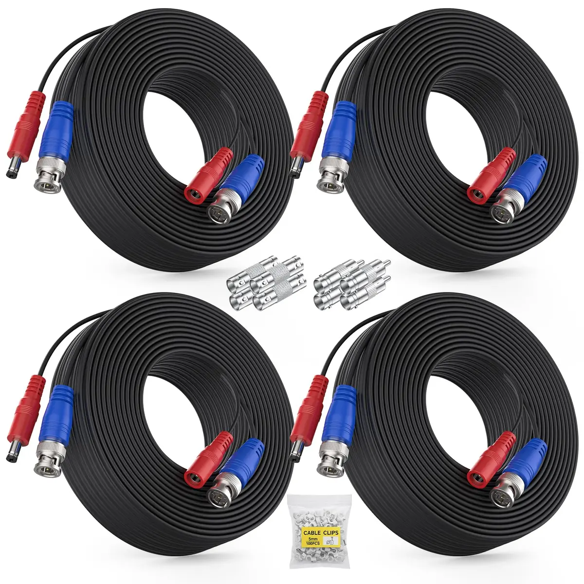 ANNKE 4 Pack 30M/100ft All-in-One Video Power Cables | BNC CCTV Wire for Surveillance - main product image