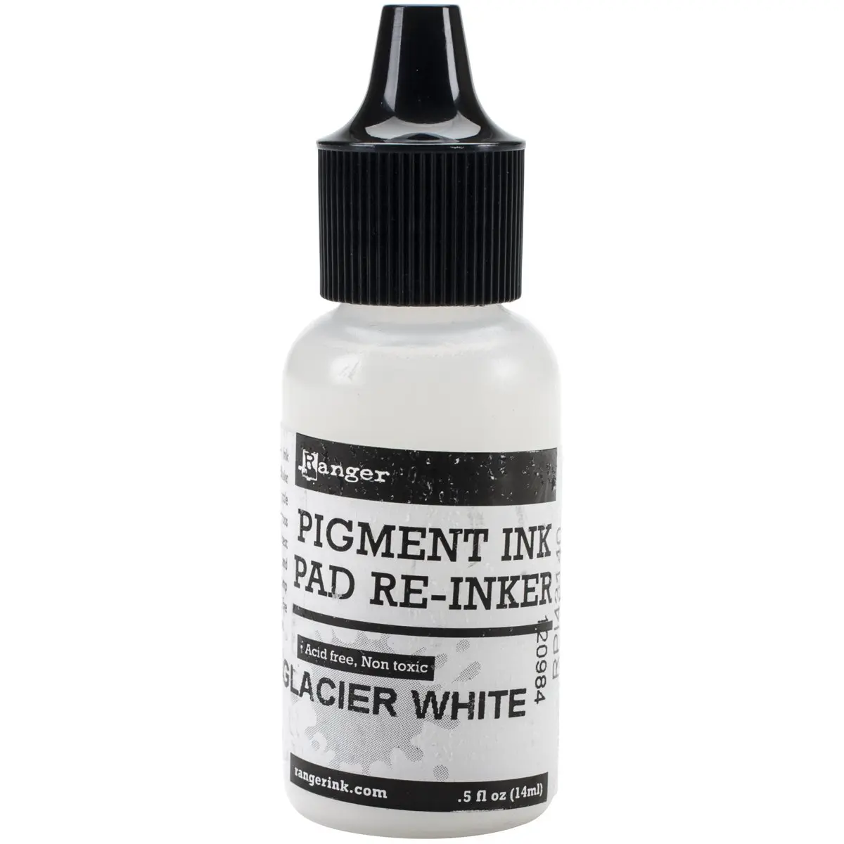 Ranger Pigment Ink Reinker Bottle Glacier White 15ml (0.5 fl oz) | Acid-Free Embossing Ink - main product image