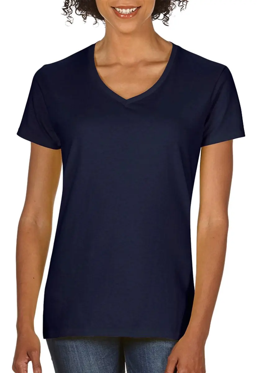 Gildan Women's Softstyle V-Neck T-Shirt - Medium - Navy | 100% Cotton Jersey Knit - main product image