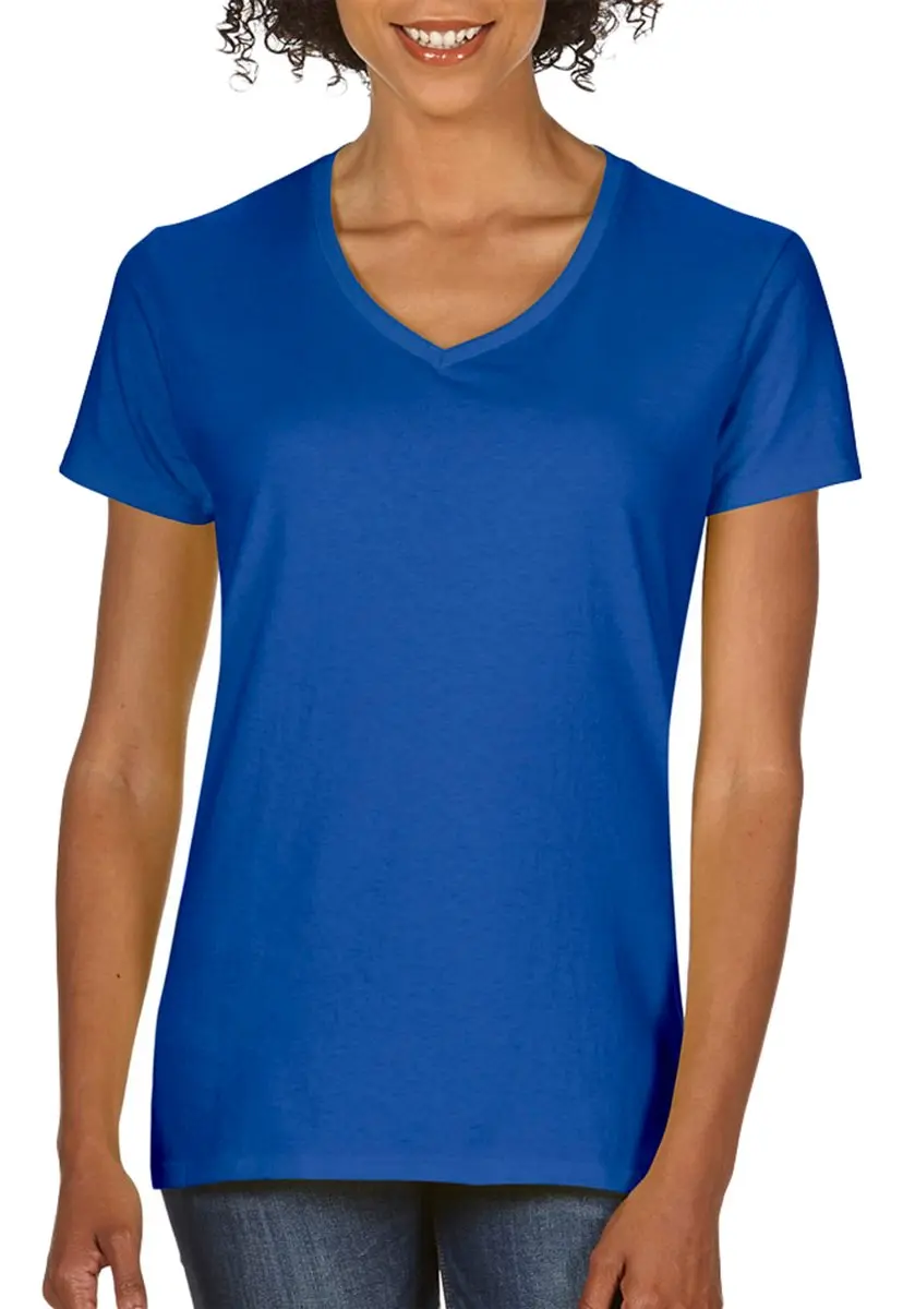 Gildan Women's V-Neck T-Shirt Royal Blue 156 g (5.5 oz) | Breathable 100% Cotton for Daily Wear - main product image