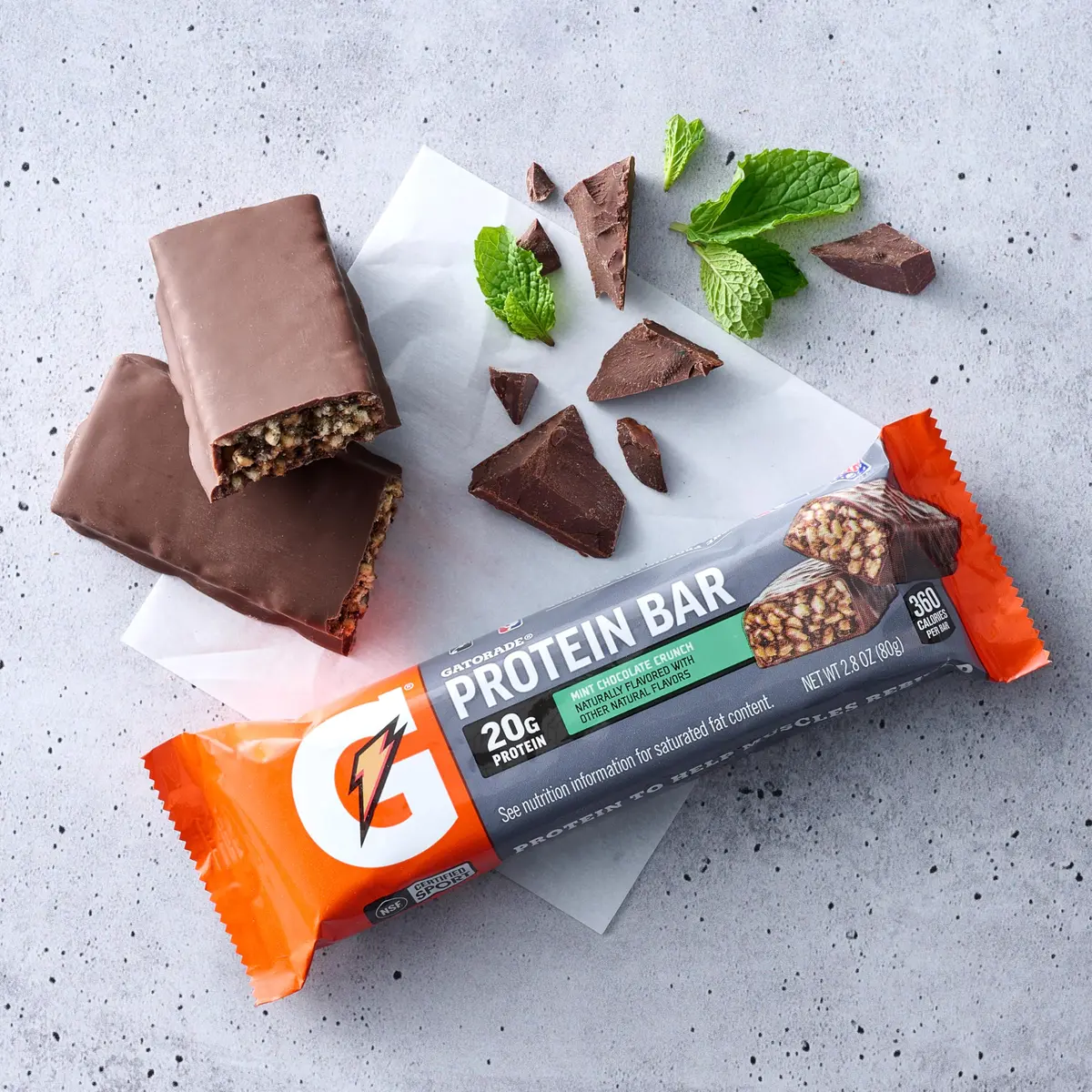 Gatorade Whey Protein Bars, Mint Chocolate Crunch, 2.8 oz (80 g) | 20g Protein for Muscle Recovery - view 4