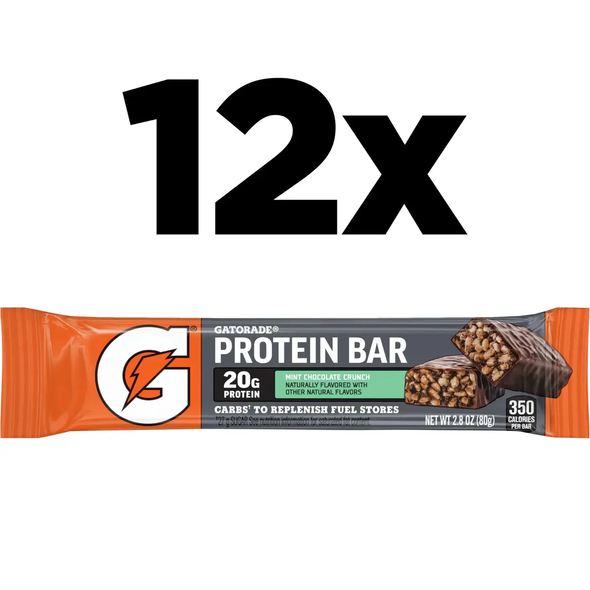 Gatorade Whey Protein Bars, Mint Chocolate Crunch, 2.8 oz (80 g) | 20g Protein for Muscle Recovery - view 2